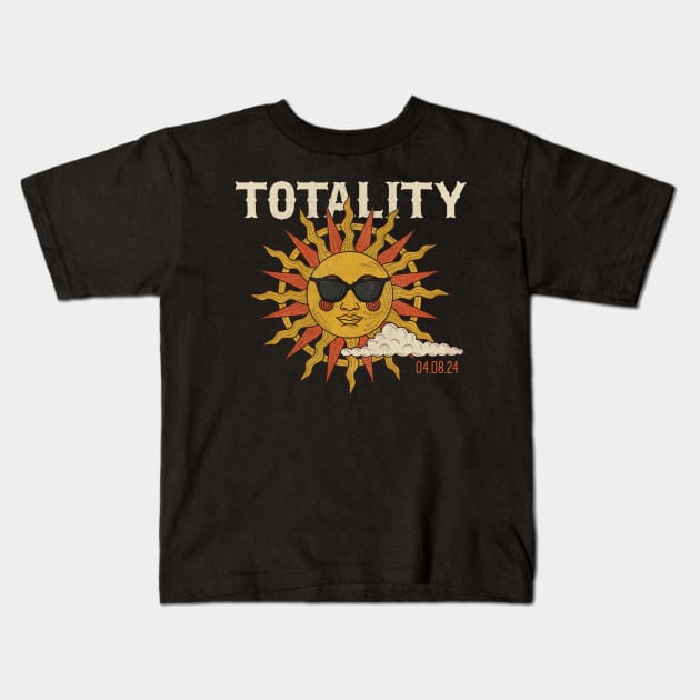 Vintage Total Solar Eclipse 2024 Kids T-Shirt by All-About-Words